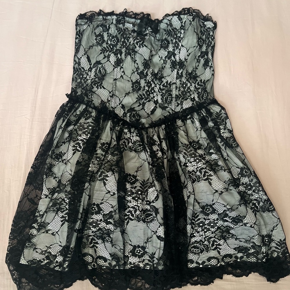 Dolls Kill Widow Black Strapless Babydoll Mini Dress